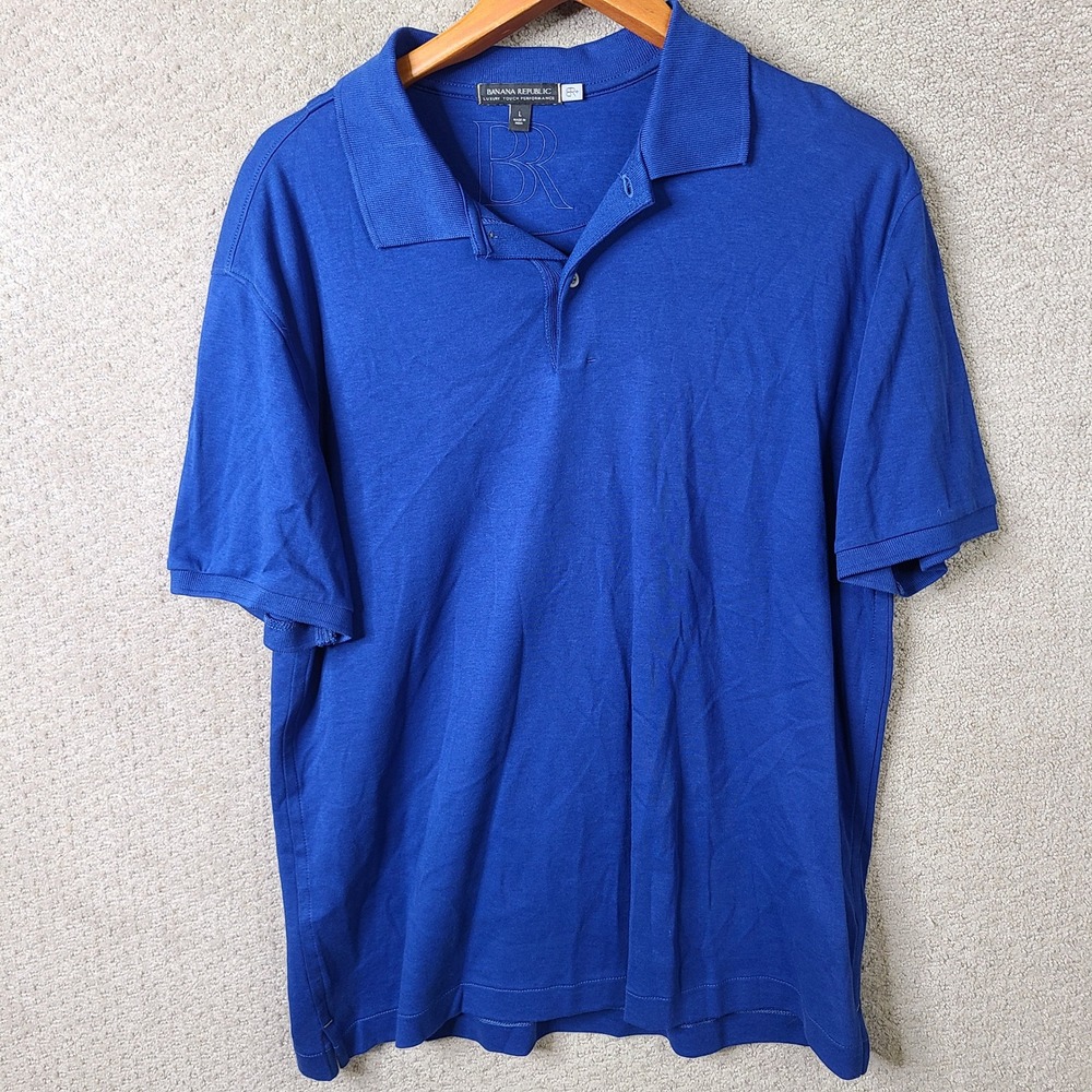 Banana Republic Shirt‎ Mens L Blue Polo Luxury Touch Cotton Short Sleeve Casual